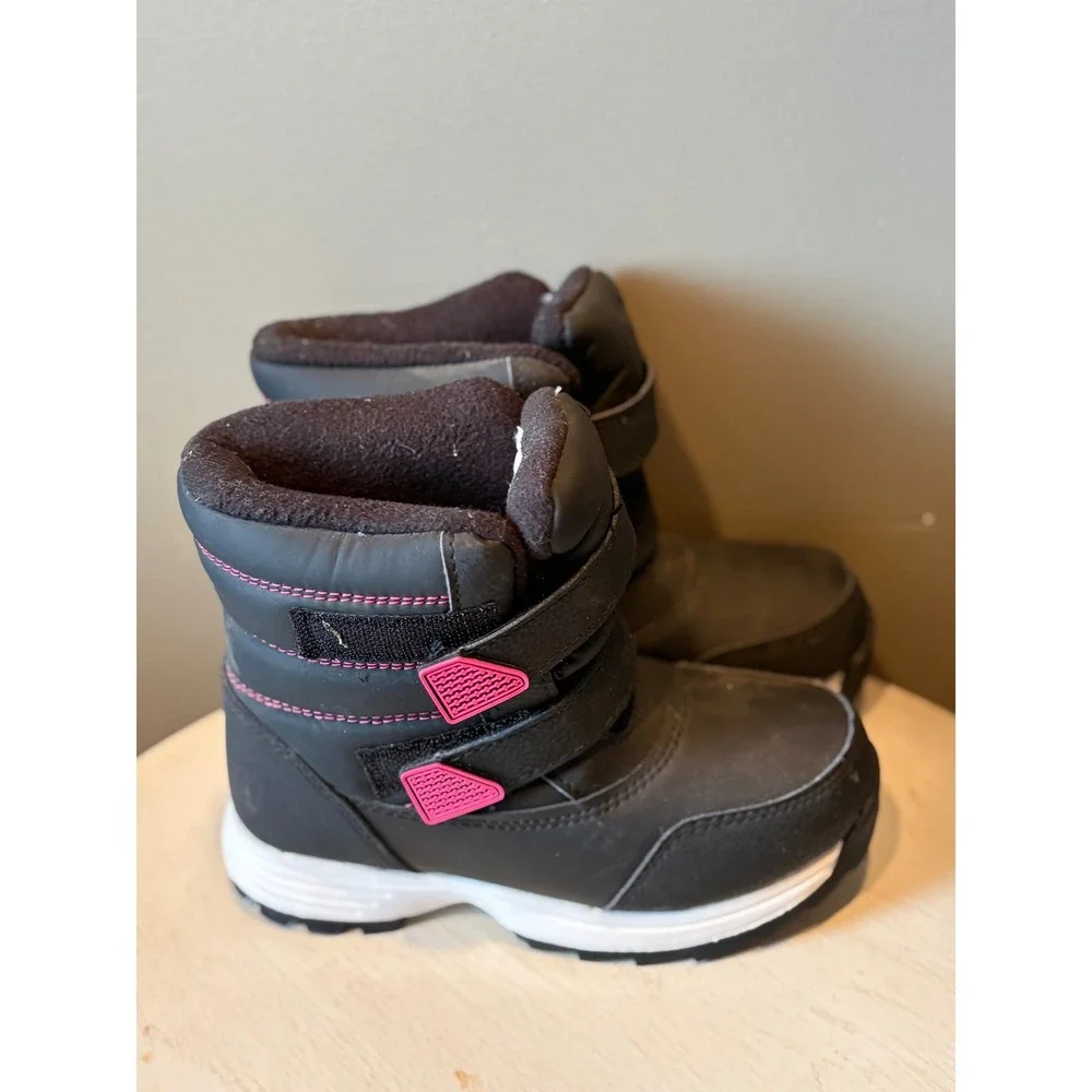 Wonder Nation Kids Black‎ Pink Winter Snow Boots Toddler Size 1